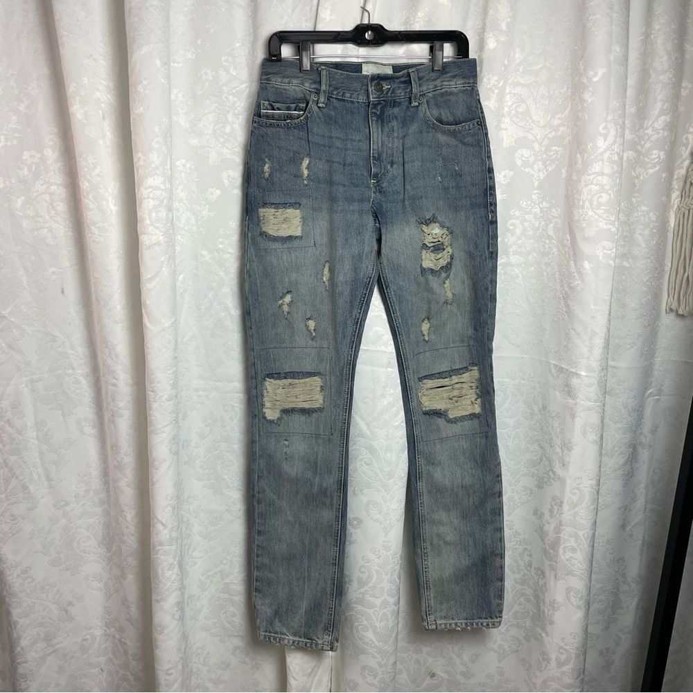 SUN +stone Men's Distressed Blue Jeans